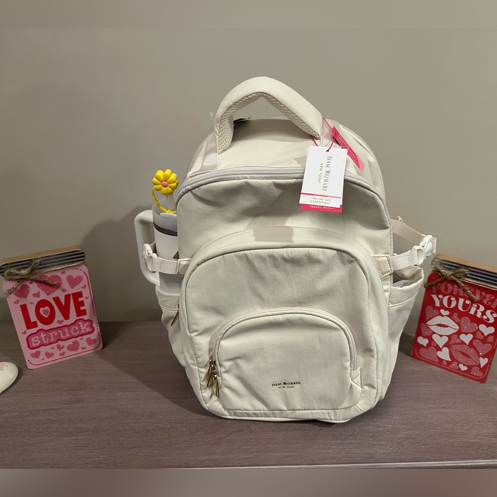 NWT Cream Isaac Mizrahi Backpack- Fits Stanley Hard To Find